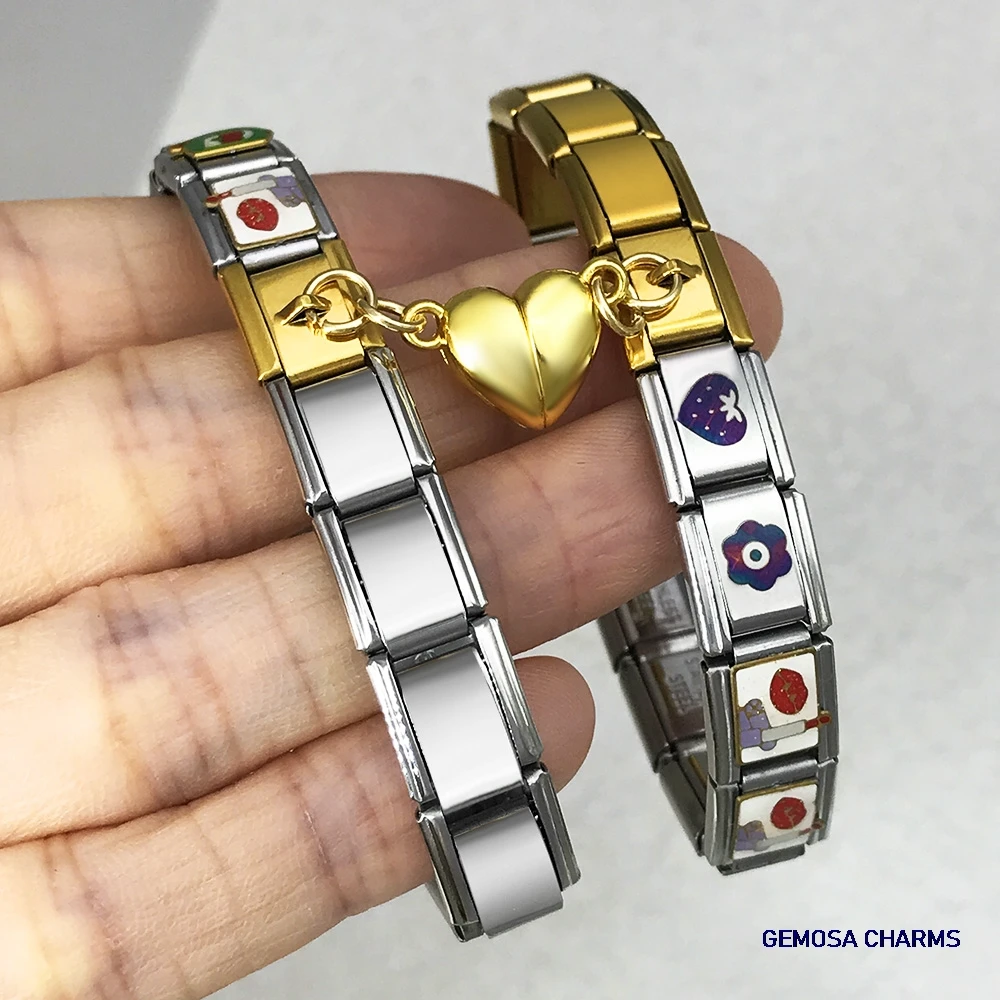 GEMOSA Magnetische Anziehung Abnehmbare Mode Herz Italienischen Charm Link Fit 9mm Edelstahl Armband DIY Herstellung Von Schmuck – Detail 11