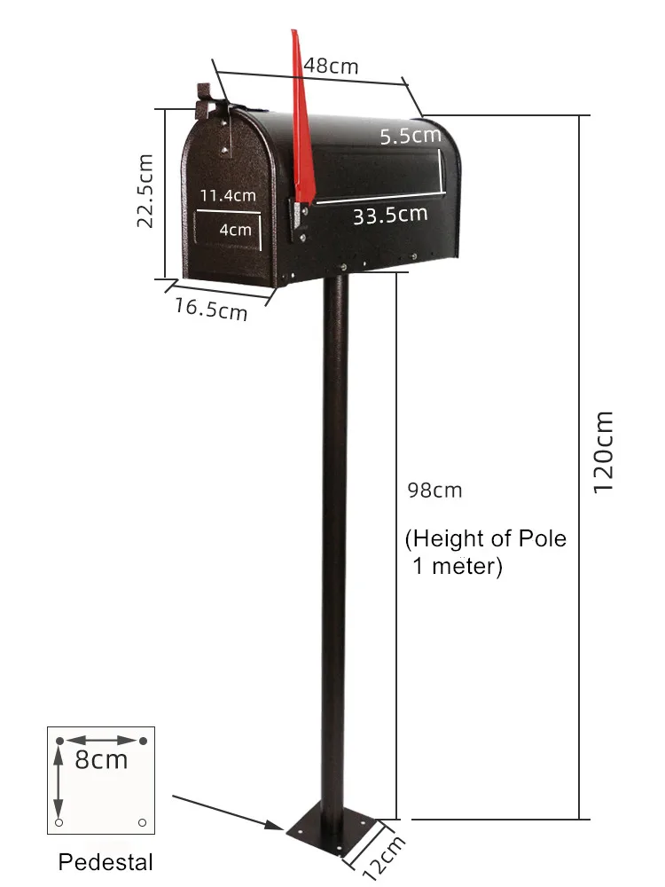 Mailboxes Large Capacity Galvanized Steel Mailboxes,Architectural Mailboxes  Curbside Locking Security Mailbox, Black,Large