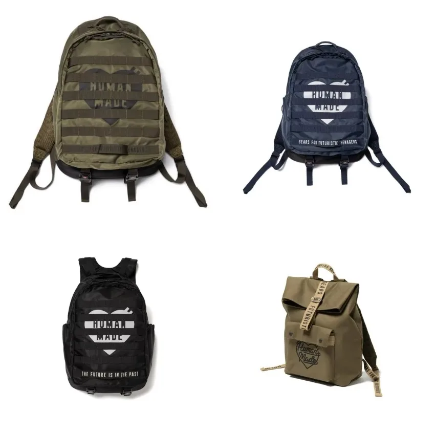 HUMAN MADE American Retro Nylon Backpack Large Capacity Travel Student Outdoor Leisure Unisex Lightweight