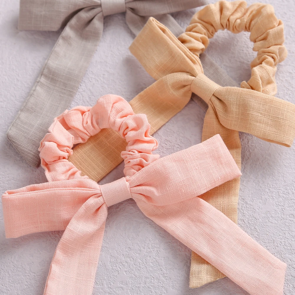 Hot Arrivals Hair Ties for Kids Hair Bands Bows Girl Solid Color Girl Scrunchies Elastic Rubber Sweet Hair Bands Girl Headwear