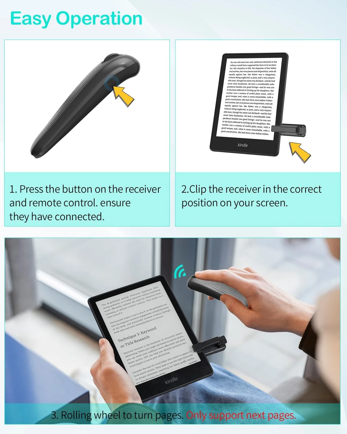 New Design Remote Control Page Turner for Kindle Paperwhite Oasis Kobo eReaders Wireless Camera Video Recording  for Phone