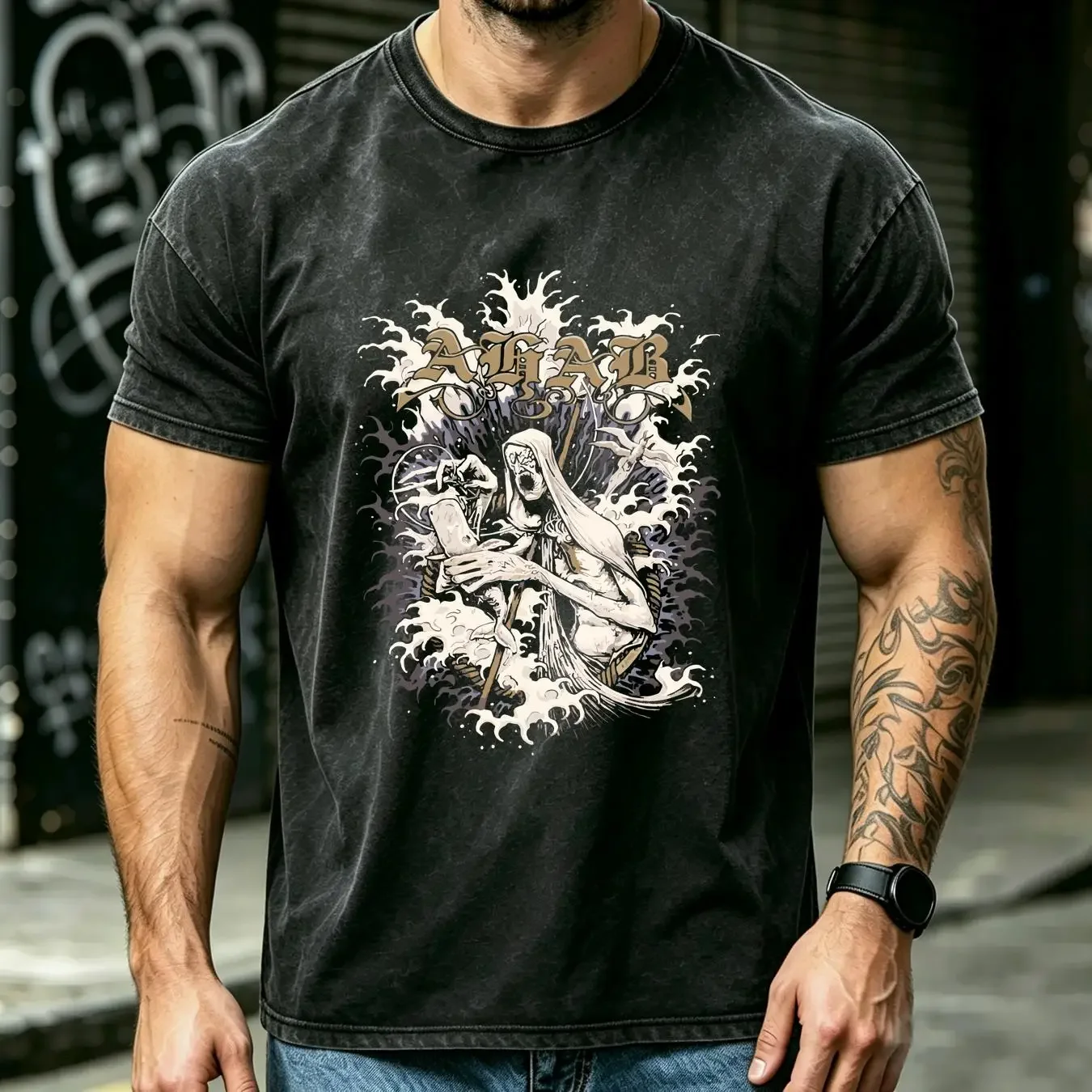 washed T Shirt AHAB XL Les Discrets Coldworld Empyrium Alcest Ulver Clouds Faal long or short sleeves vintage Washed Unisex