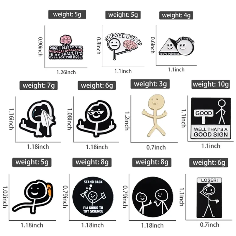 Creative Cartoon Stick Figure Badge Enamel Pin Cute Graffiti Character Middle Finger Brooch Bag Lapel Badge Funny Jewelry Gift