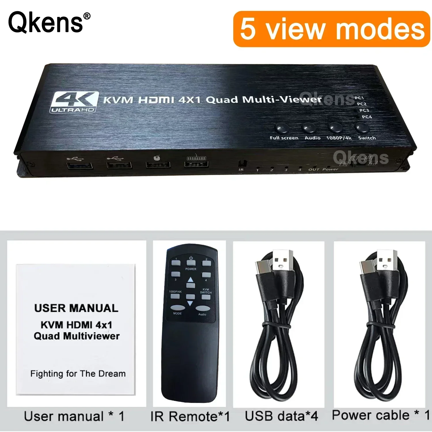 4x1 HDMI Multi viewer 4 in 1 aus 4k HDMI Quad Multi-Viewer KVM nahtloses Switch Display für 4 Computer Laptop PC 1 Maus Tastatur