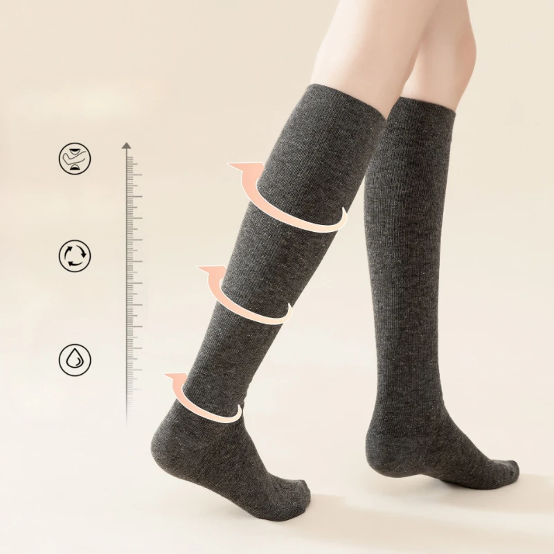 المرأة الحرير القنب ضغط العجل الجوارب تنفس الضغط الجزئي مرونة عارضة الجوارب ضغط عالية JK نمط مريح