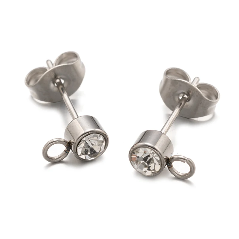 Clear Rhinestone Earring Posts for DIY Jewelry Making