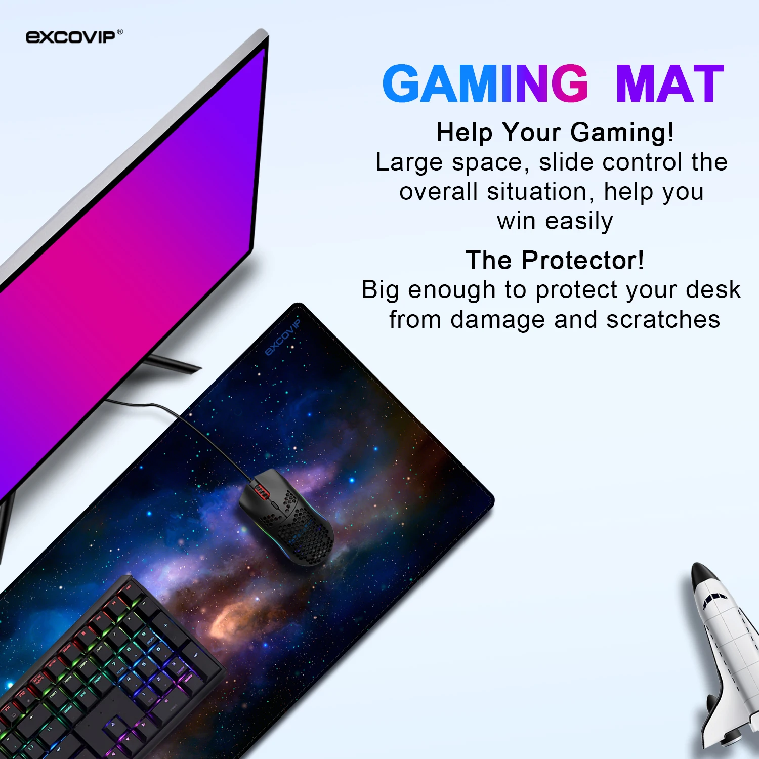 EXCO Gaming Keyboard Mouse Pad Large Extended Computer Office Big Desk Mat with Stitched Edge Non-Slip Base for Home Laptop