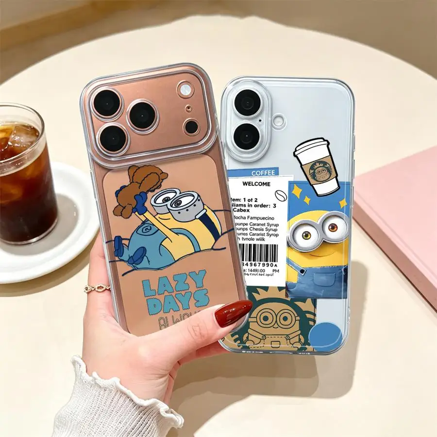 Чехол для iPhone 17 Pro Max 14 Plus XR 12 Mini 17e 15 XS Max 11 Pro Air 13 16Pro, мягкий чехол для телефона, милый дизайн M-miniones