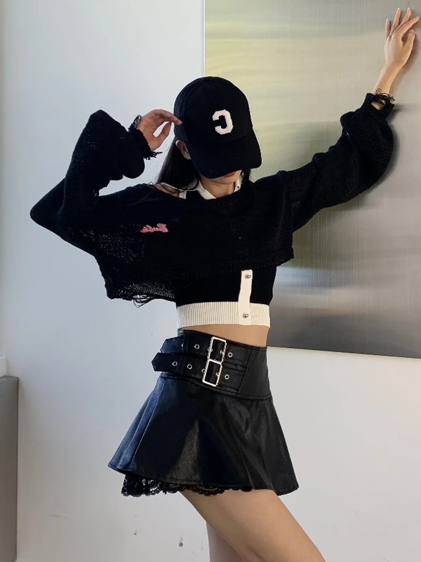 

Низкая посадка, короткая юбка, женская модная пышная юбка, новинка весны, эффект похудения, европейский стиль, материал из ПУ.