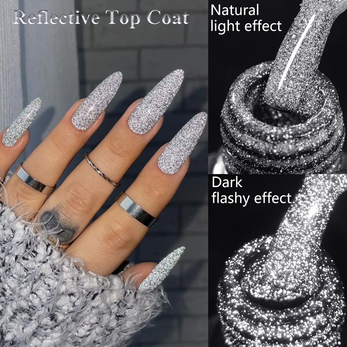 أربعة زنبق 7 مللي معطف فوقي عاكس هلام طلاء الأظافر بريق تألق مسمار الفن شبه دائم هلام البولندية للأظافر مانيكير DIY بها بنفسك #1