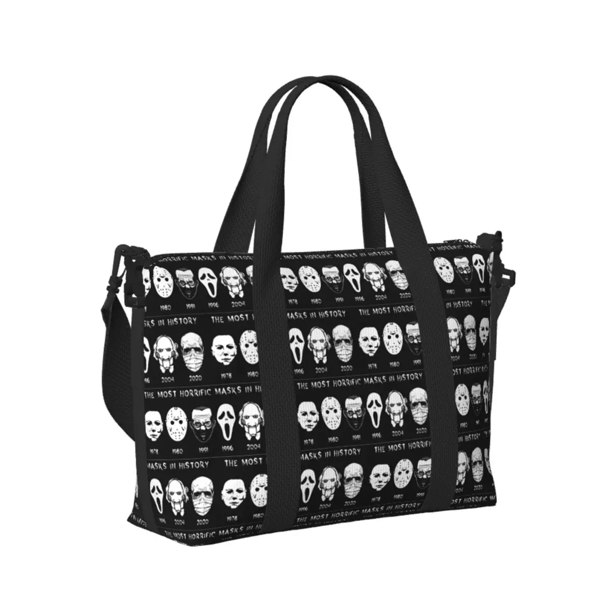 

Custom Horror Masks Beach Travel Bag Large Capacity Tote Bags for Gym Sport Women Shopping Duffle Shoulder Bag