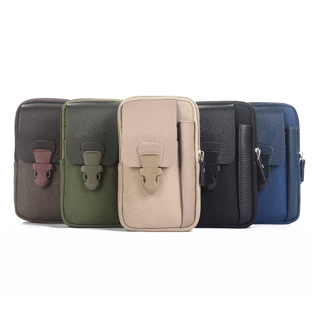 Outdoor Shopping Accessaries Supplies Canvas Men Waist Belt Bags Business Sports Casual Male Zip Mobile Phone Pouch