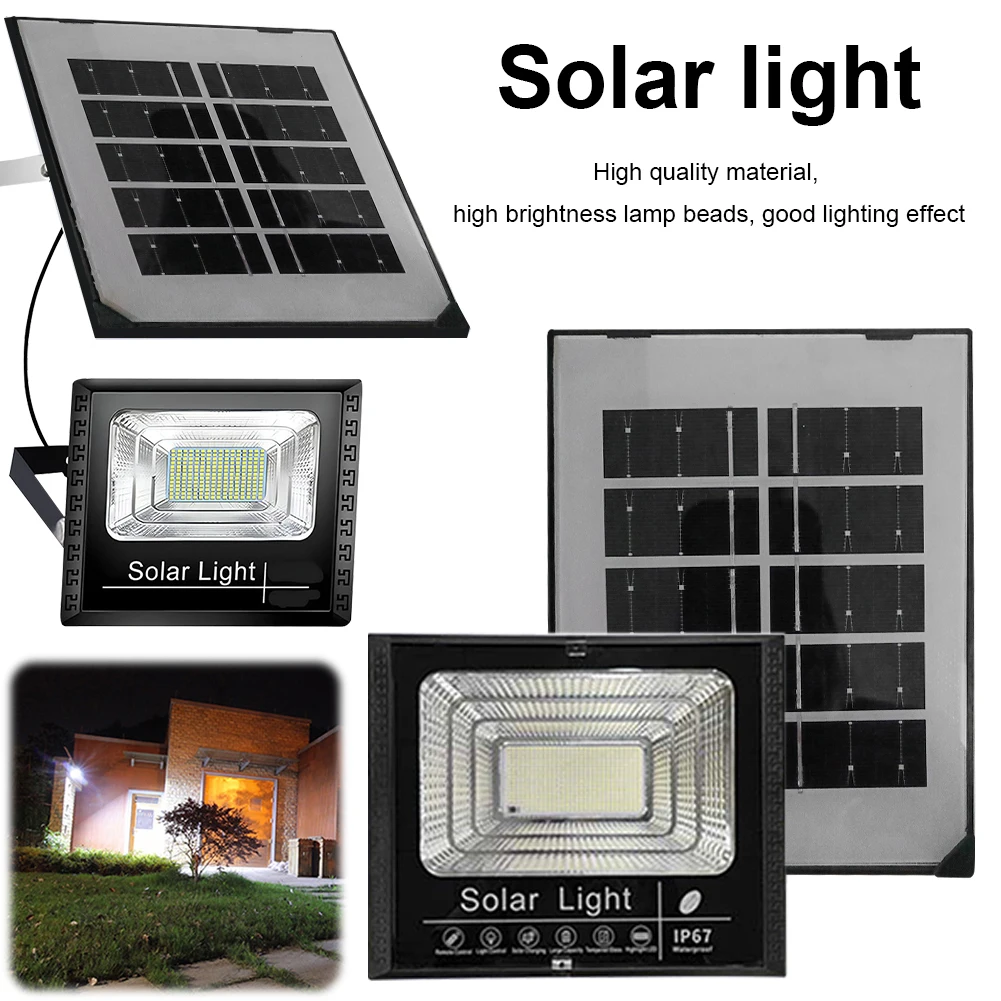 Solarbetriebene Straßenlaterne für den Außenbereich, IP67, wasserdicht, intelligente Wandleuchte, Flutlicht, Lichtsensor, Spotlichter für Terrasse, Weg, Hof