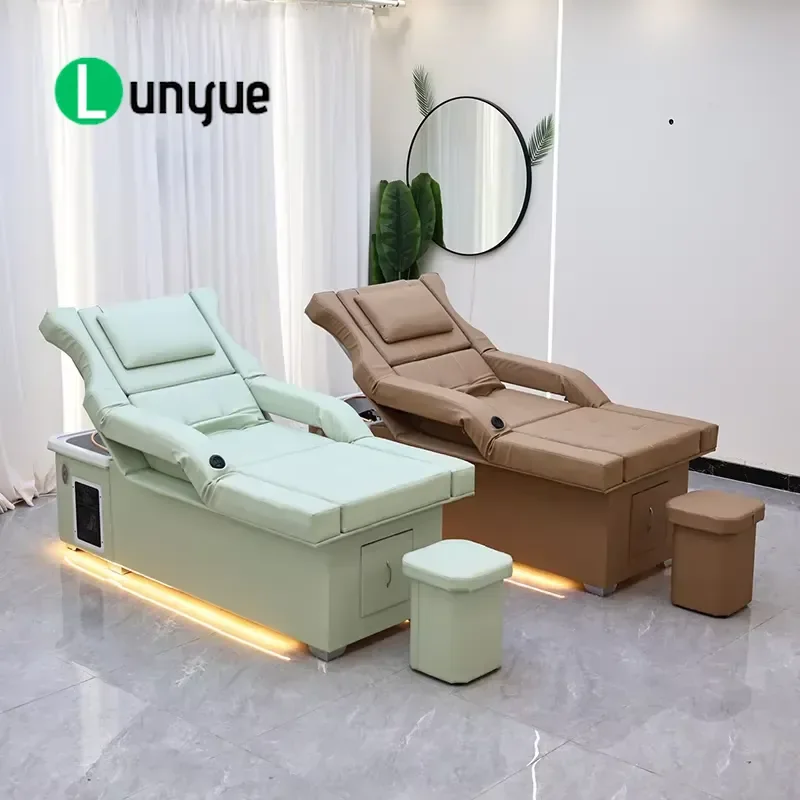 Electric Adjustable Shampoo Chair Bed Luxury Beauty Furniture Modern Multifunctional Hair Therapy Station with Foot