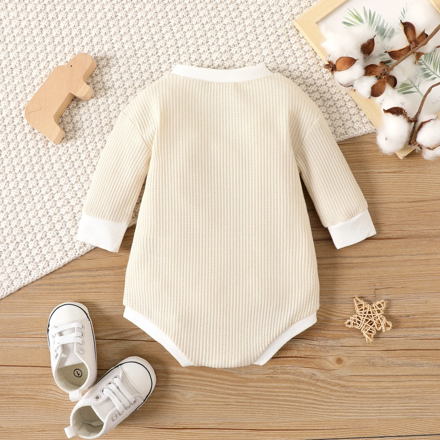 PatPat 100% Cotton Newborn Baby Girl Clothes New Born Boy Overalls Jumpsuits Sun Embroidered Long-sleeve Waffle Romper