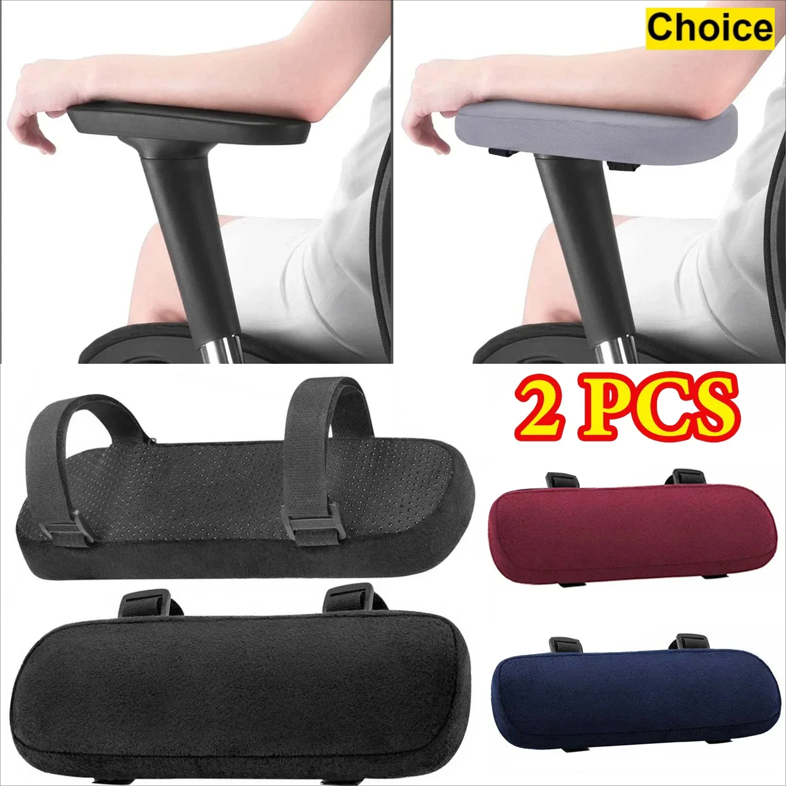 2 قطعة وسادة مسند الذراع الناعمة رغوة الذاكرة كرسي المنزل/المكتب مسند الذراع يغطي وسادة الكوع ألعاب الكمبيوتر ، قابل للإزالة وقابل للغسل