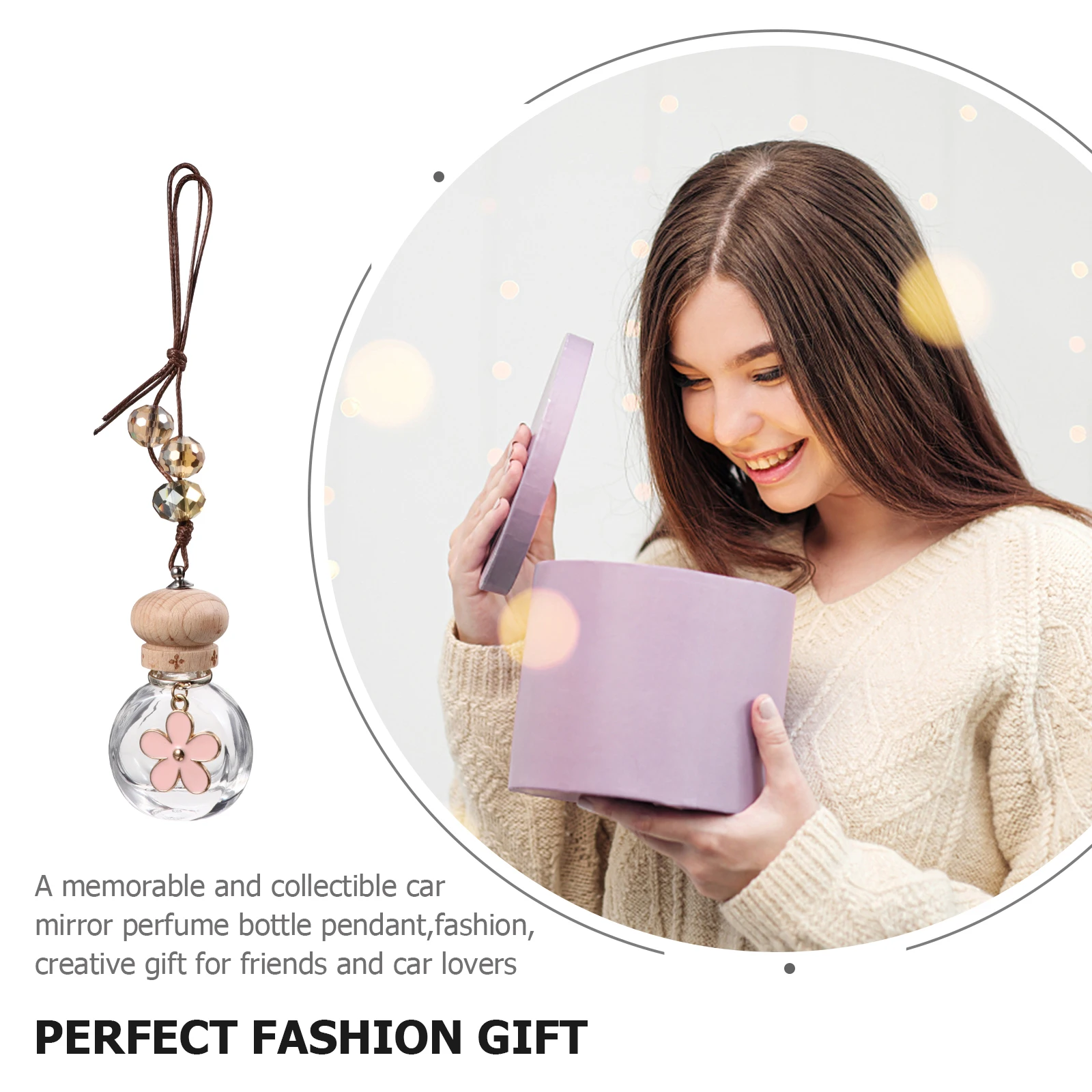 

Car Perfume Bottle Pendant Glass Essential Oil Sub Hanging Rearview Mirror Waterless Diffuser Fashion Air Freshener Decorative