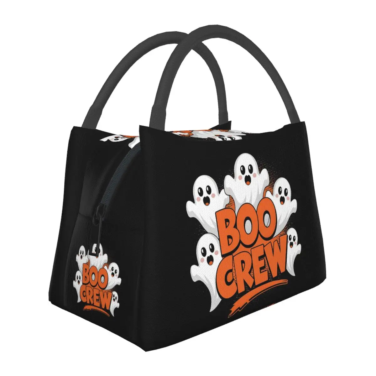 Halloween Boo Crew Lightweight Handheld Insulated Lunch Bag Large Capacity for Adults Students Travel Picnic