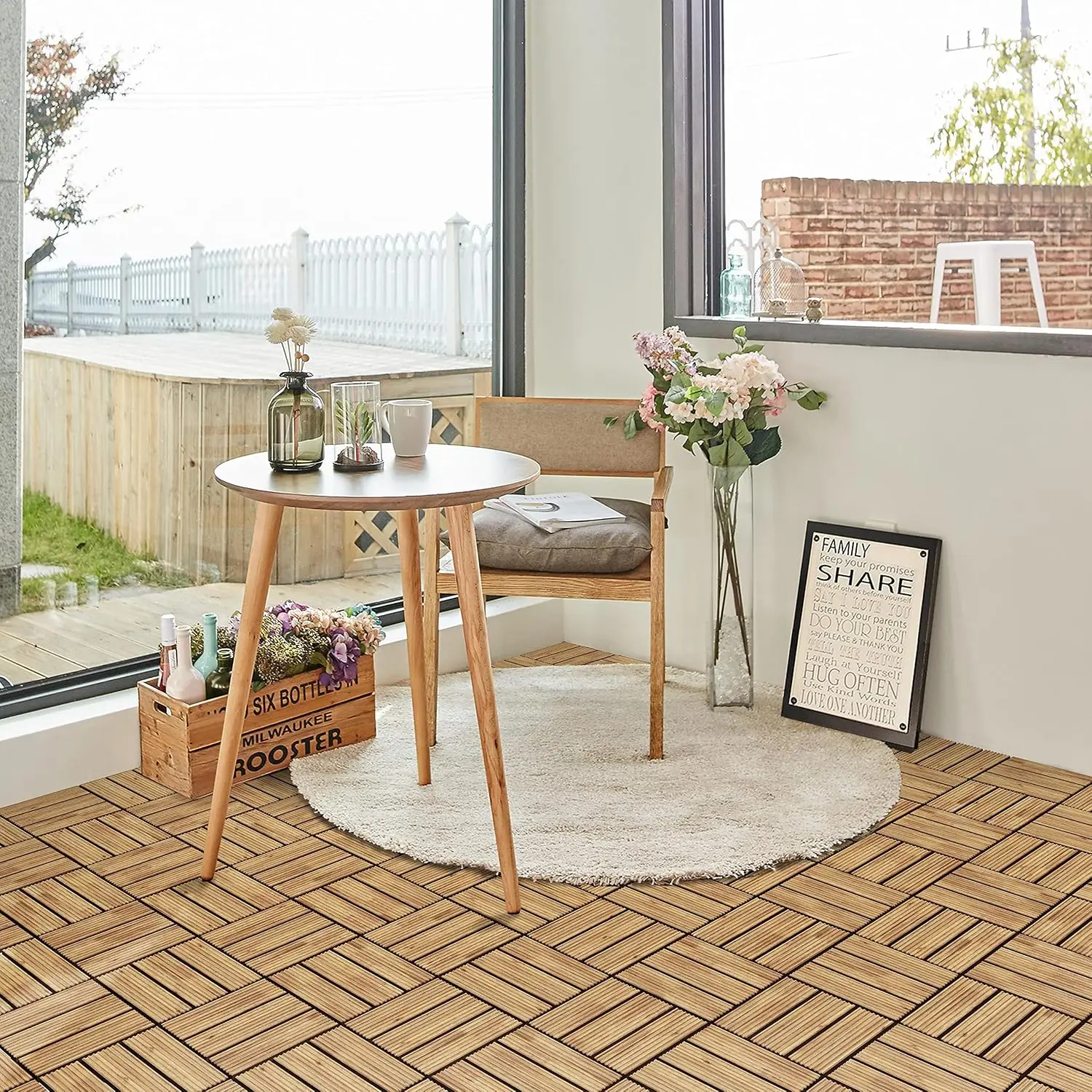 27PCS 12x12in Interlocking Deck Tiles Outdoor Patio,Natural Wood, Customized