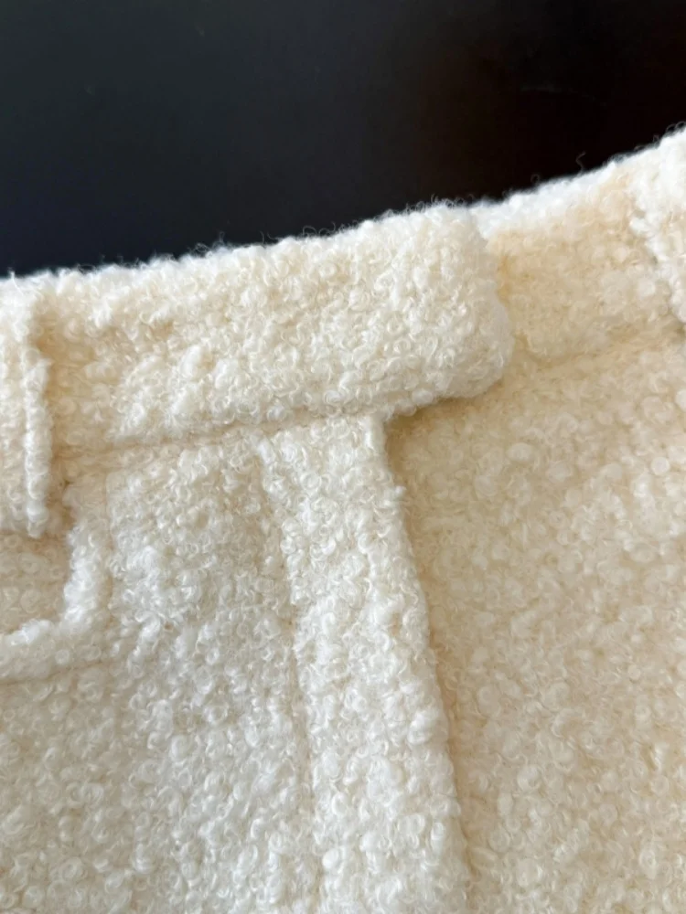 SMTHMA Schwarz-Weiß-Wollrock im französischen eleganten Stil mit niedriger Taille und blendendem Modedesign-Kurzrock für Damen