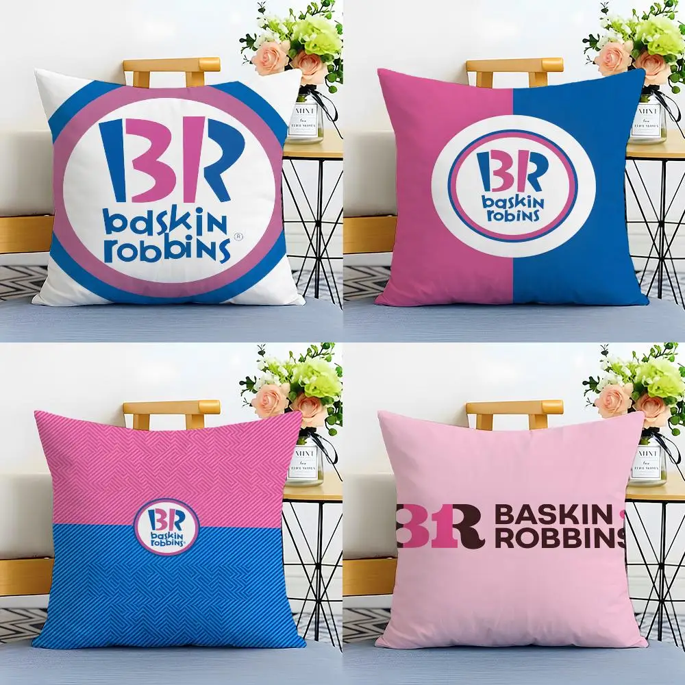 Casual Colorful Delicious B-Baskin Robbins Cushion Cover Washable Linen Pillowcase Soft  for Sofa Bed Cozy Home Room Decor