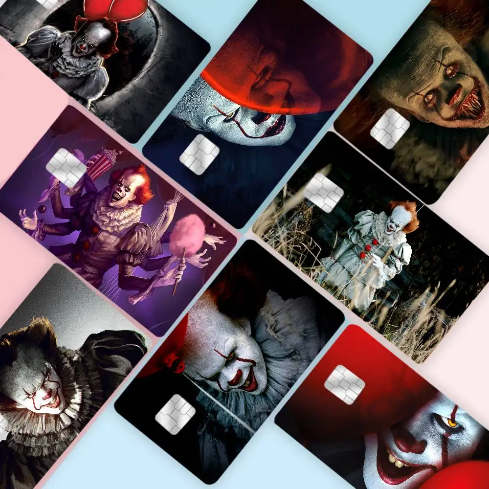 Spooky Pennywise Clown Anime Front Cover Film Sticker Skin for Credit Debit Card Small Large Chip