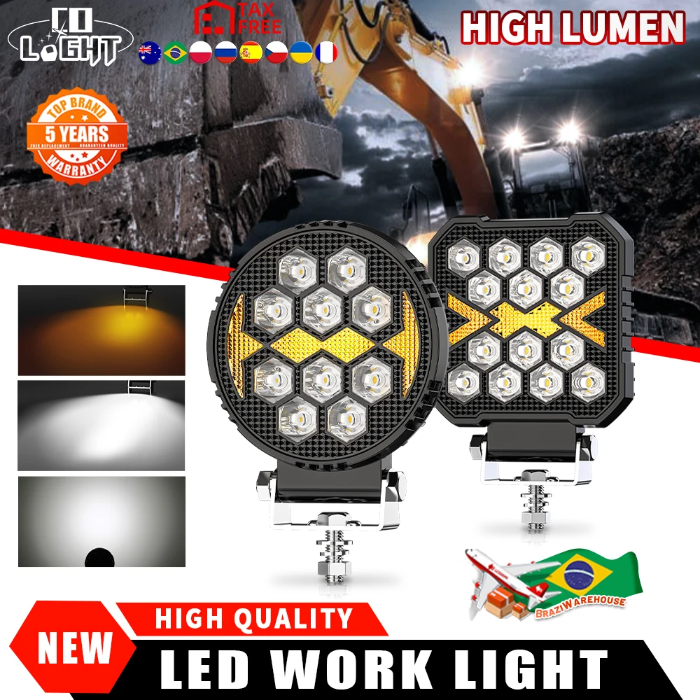 CO LIGHT LED Tractor Lights Square LED Work Light 4 Inch Store LED Light Bar 3500K 6500kLED Driving Fog Light 12V 24V for SUV