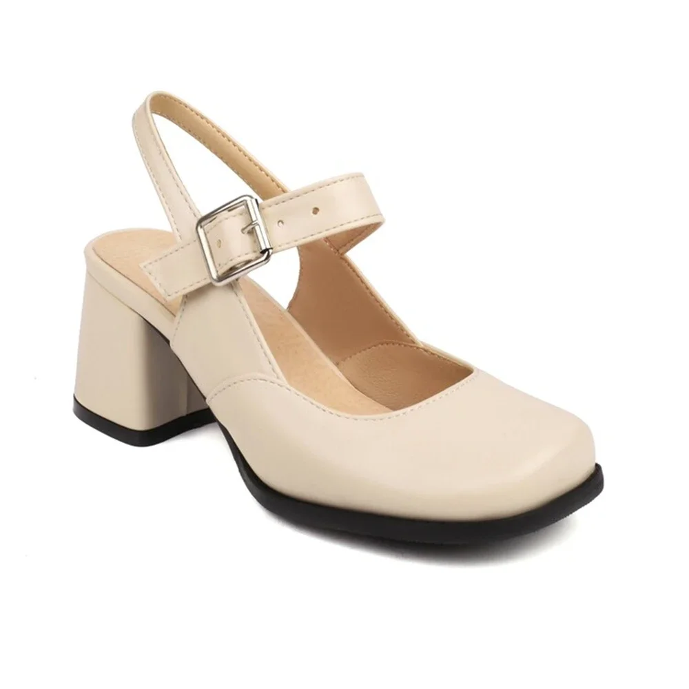 

Zapatos De Mujer Women Sandals Spring and Autumn Thick High Heels Mary Jane Round Head High Heels Dress Party Shoes 19-3