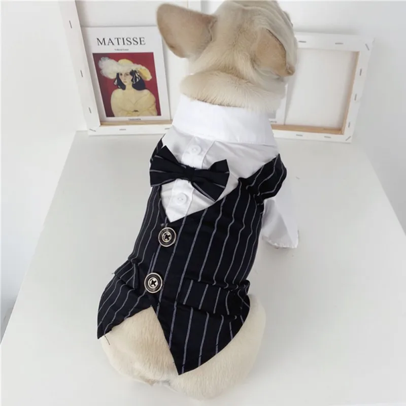 Dog Gentleman Wedding Suit Clothes Formal Shirt Pet Outfit Halloween Christmas Costume for Small Dogs Bowtie Tuxedo Chihuahua