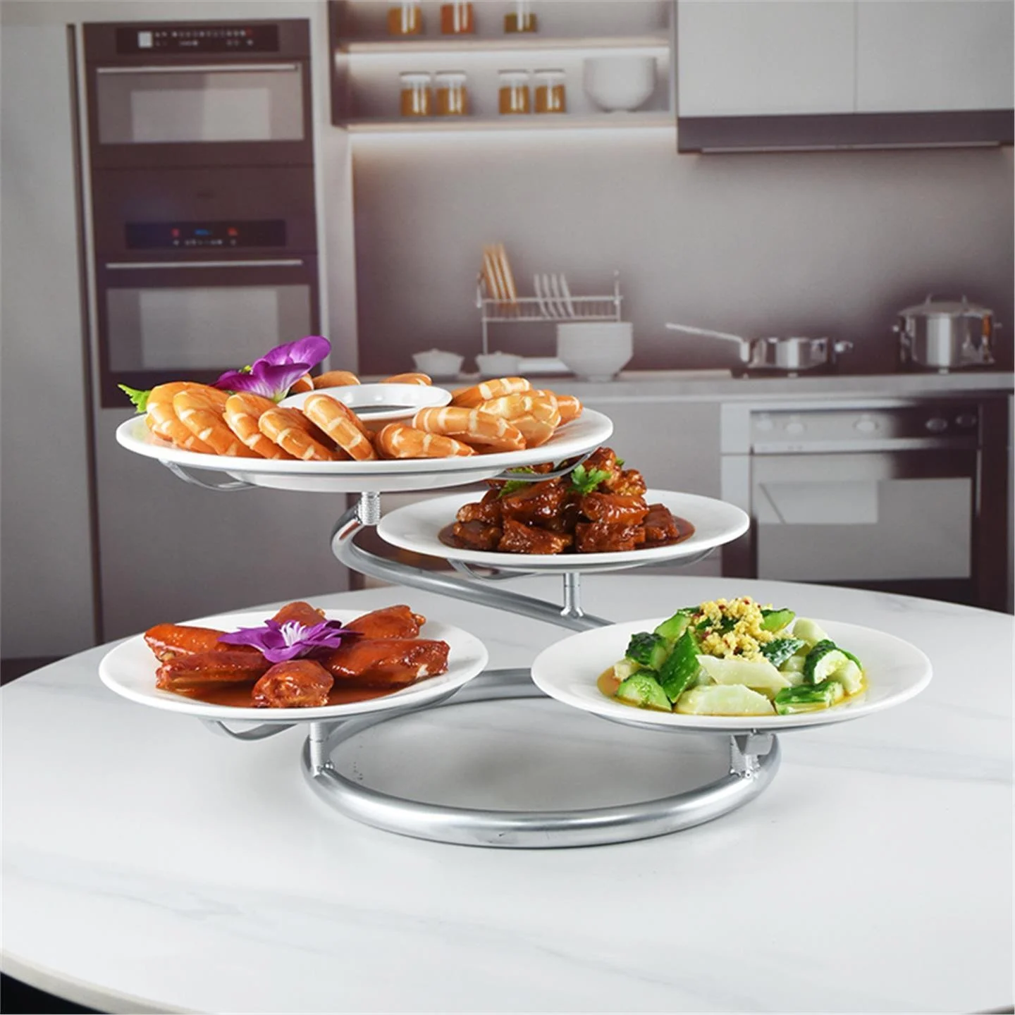 

Spiral Kitchen Storage Ra Restaurant Meal Preparation Plate Holder Table Decoration Kitchen Wall Mounted Ra Organizing