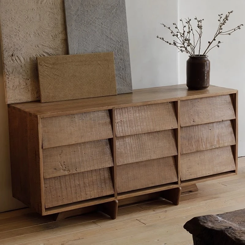 wind solid wood nine-chest cabinet living room bedroom storage locker old wood renovation retro drawer locker