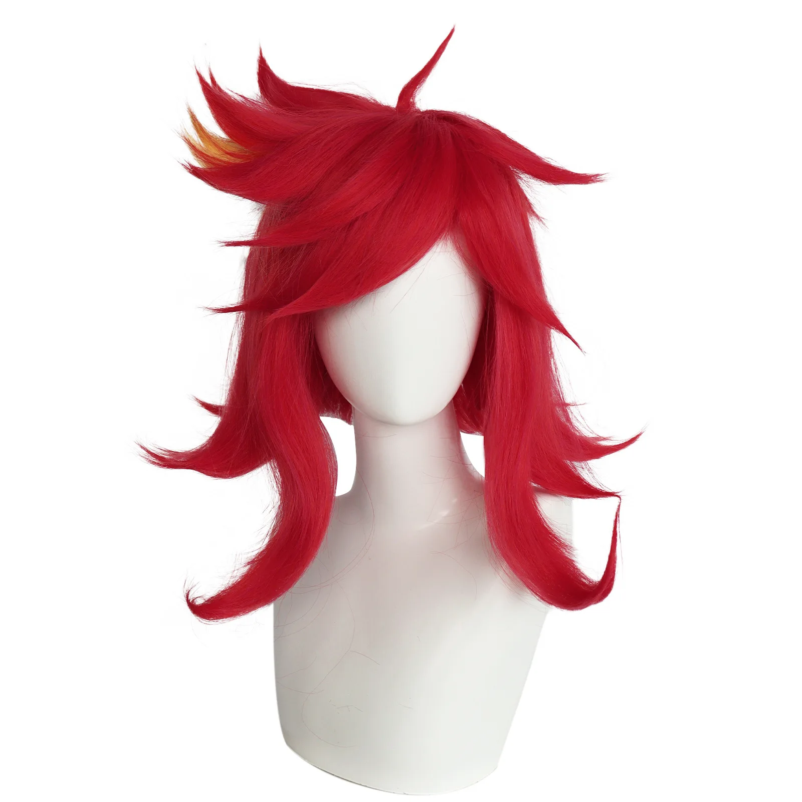 Niffty Wig Anime Cosplay Women 31Cm Red Yellow Hair Niff Maid Niffty Cosplay Highlight Dyeing Hair Free Cap Halloween COSPLAY