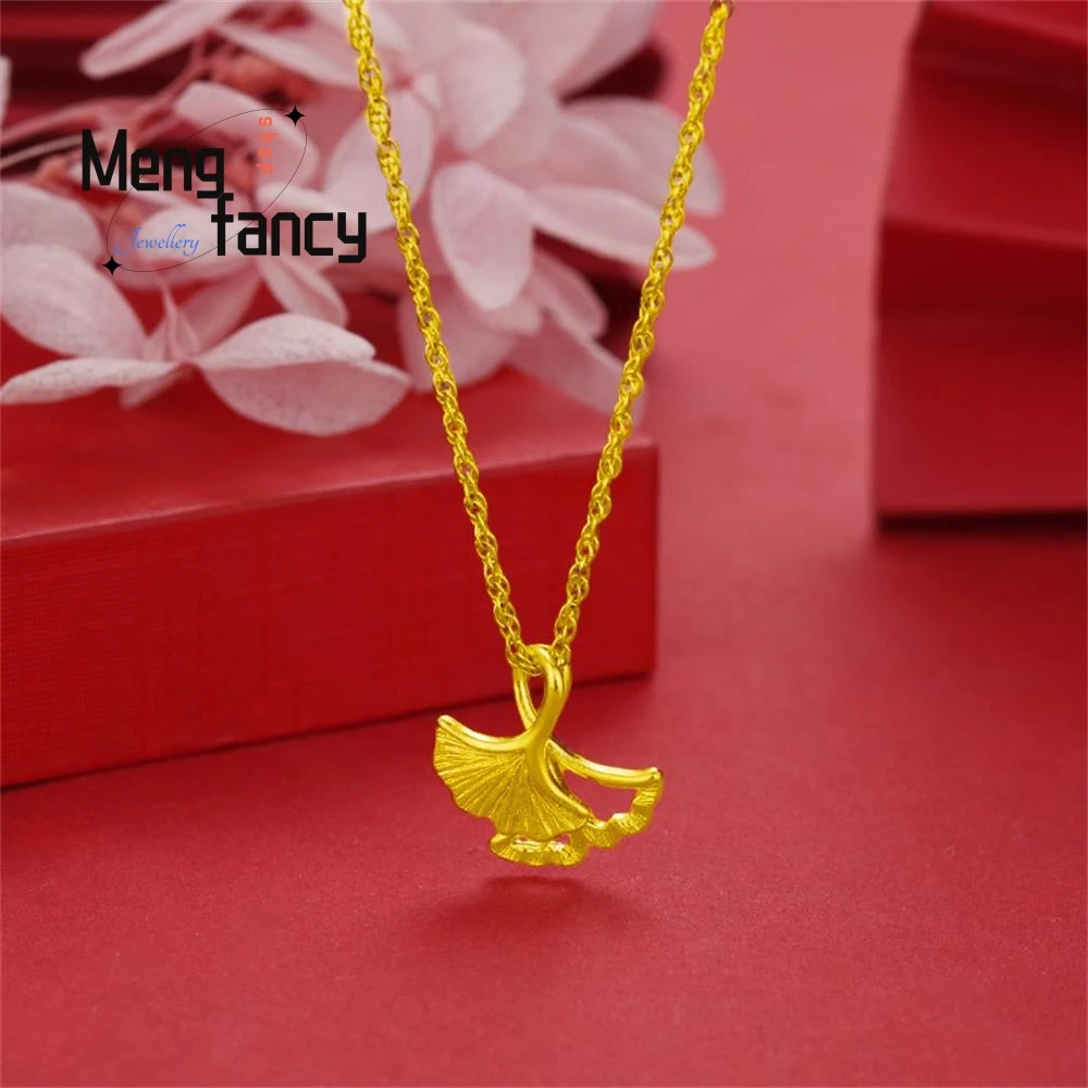 

Vietnam Sand Gold 24K Apricot Leaf Pendant Charms Fashion Fine Jewelry Sets Wedding Souvenir Necklace Luxury Women Holiday Gifts