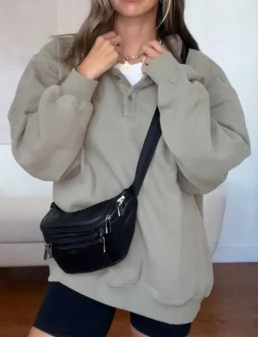 2025 الخريف والشتاء الترفيه موضة جديدة عطلة عادية بلون سترة بأكمام طويلة هوديي البلوز القمم الملابس النسائية