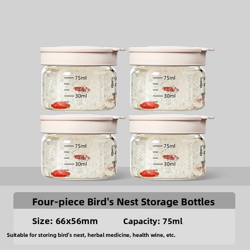

Ankou Bird's Nest Glass Storage Bottle High Borosilie 75ml Sed Cooking Container round ape Kitchen Storage Solution