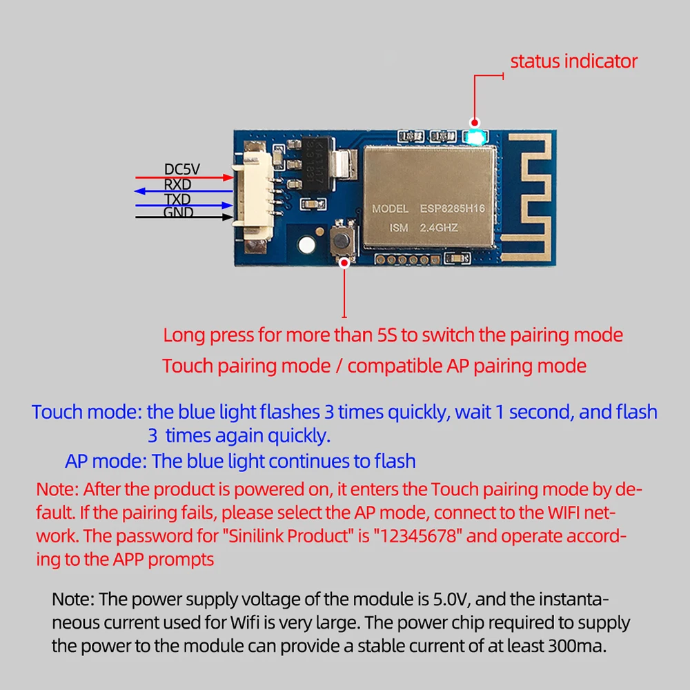 ESP8285H16 WIFI Module Mobile Phone APP Smart Home Remote Controller By Power System To Controls Power Module For DC-DC