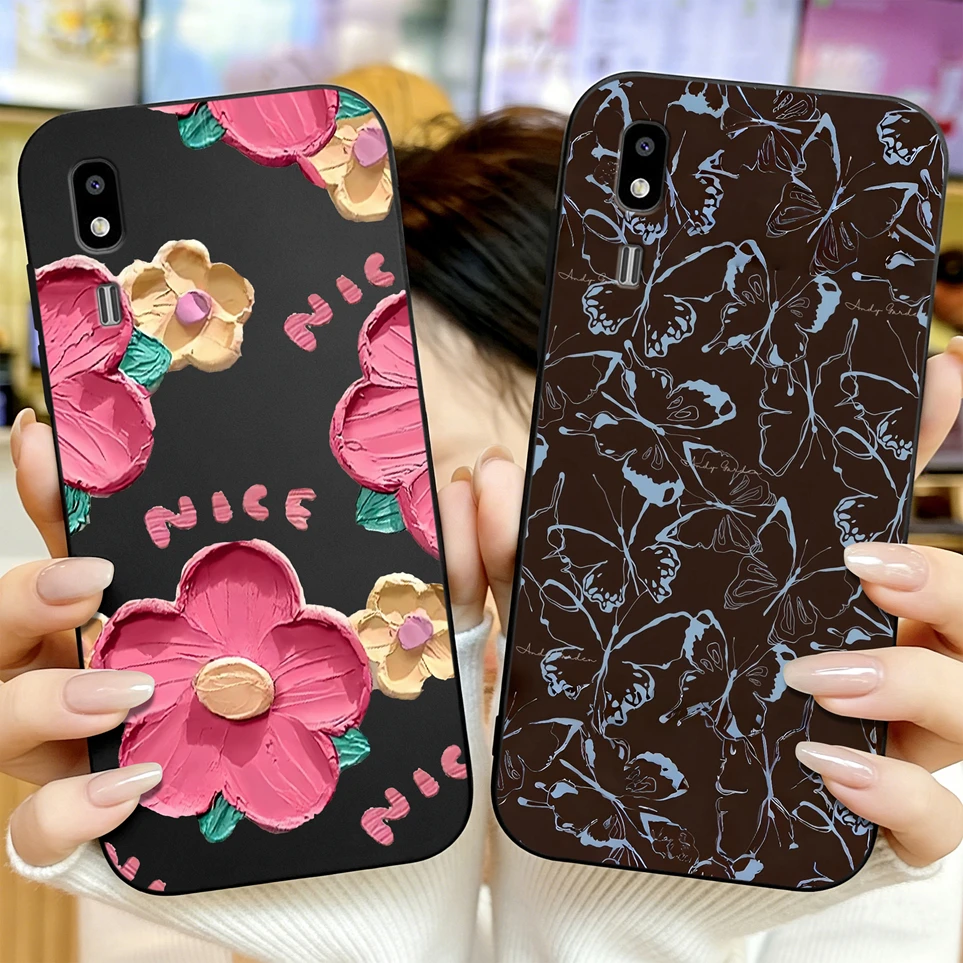 Phone Case For Samsung Galaxy A2 Core A02 M02 A02s M02s F02s Funda Pretty Flower Matte Black Shell For A2Core Cases A02 Coque