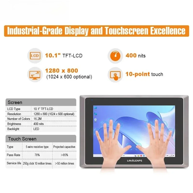Linkleaps da 10,1" a 21,5" da 8a a 12a generazione I5 I7 Pannello industriale PC Touch Panel PC Computer industriale con doppia LAN da 2,5 GbE IP65