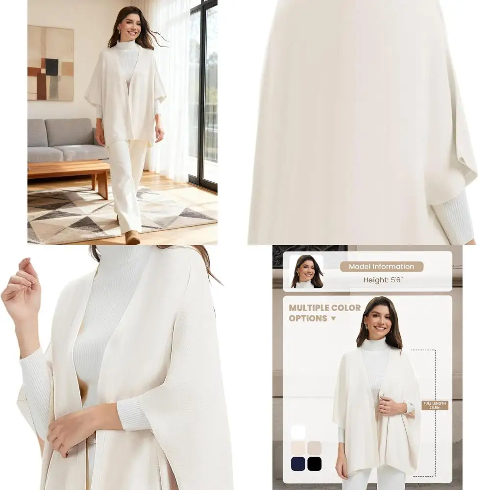 

Casual Sleeved Shawl Wraps for Women - Knit Ponchos for Spring and Fall Seasons