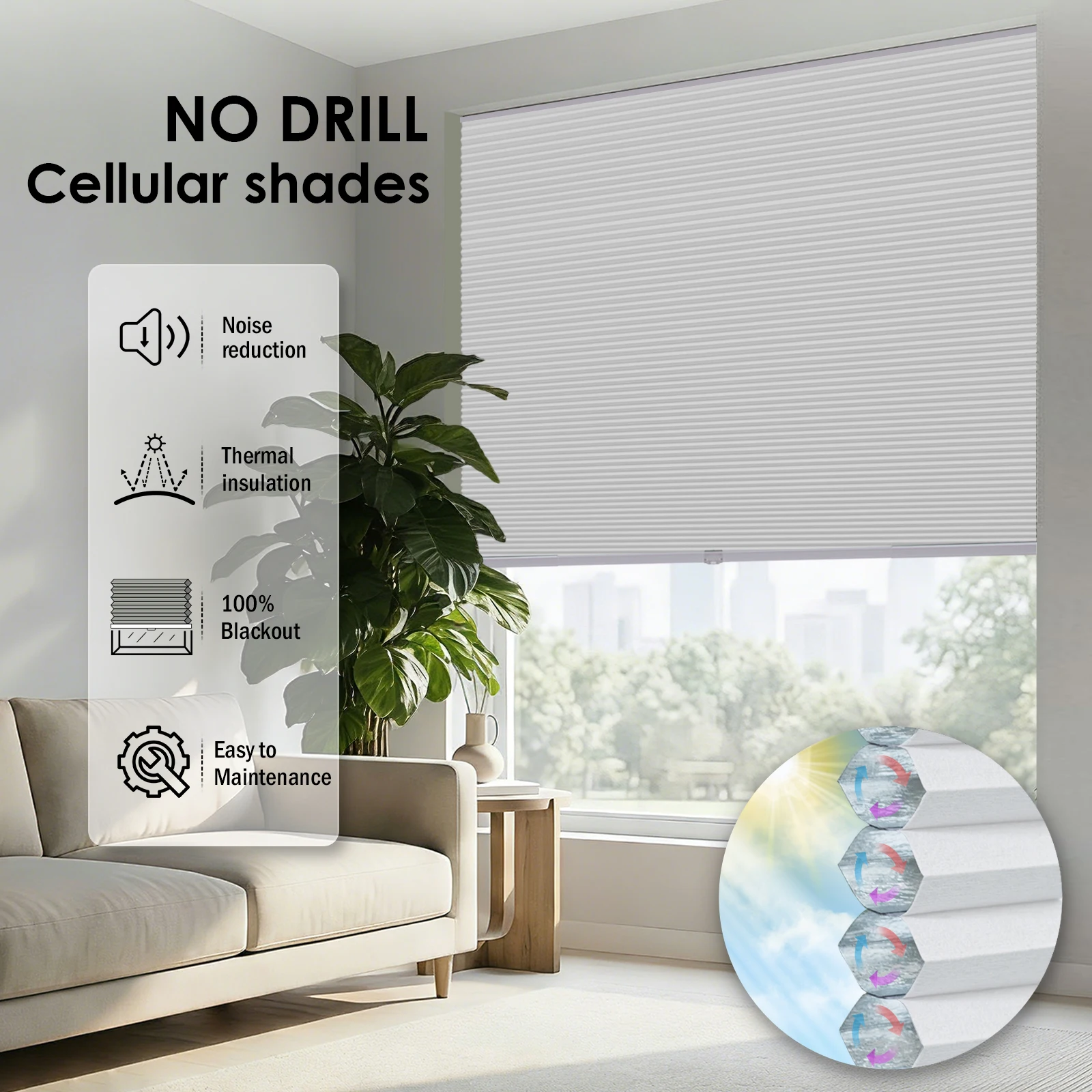 Cordless Blackout Honeycomb Shades Cut to Fit