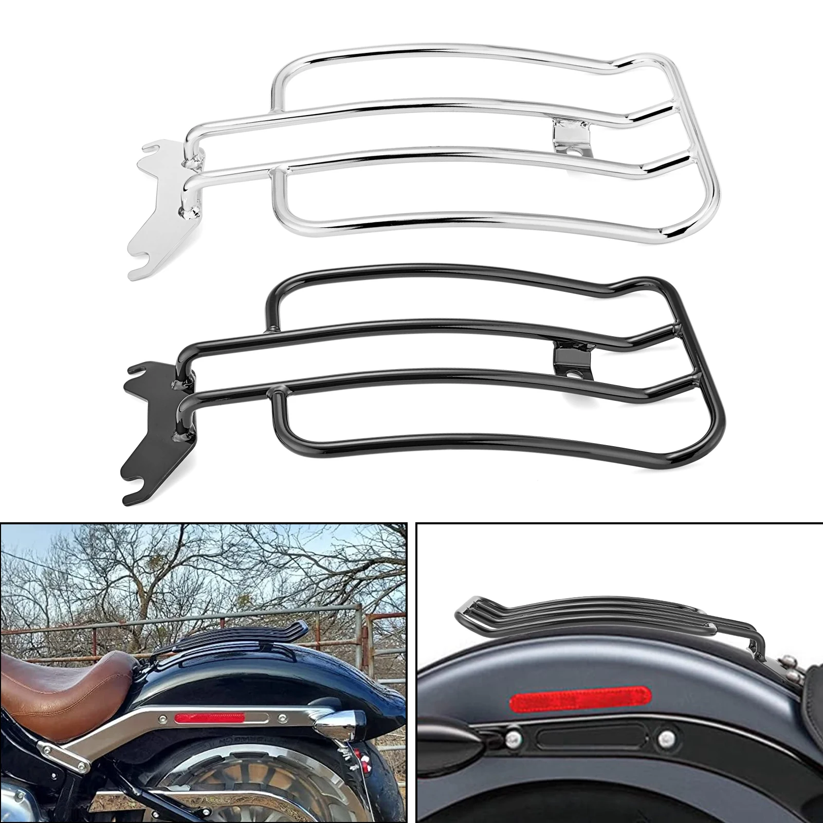 

Motorcycle Solo Seat Luggage Rack Bracket Chrome for 2013-2024 Harley Softail Breakout FXBR/FXBRS/Fat Boy Accessories