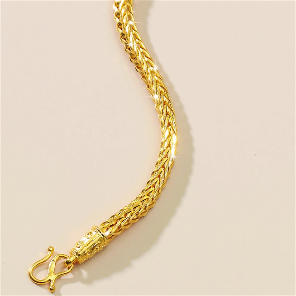 الذهب الأصفر اللون أساور للرجل 6 مللي متر ويفر سلسلة سوار معصمه Pulsera الهيب هوب مجوهرات اكسسوارات هدايا الحفلات بيجو