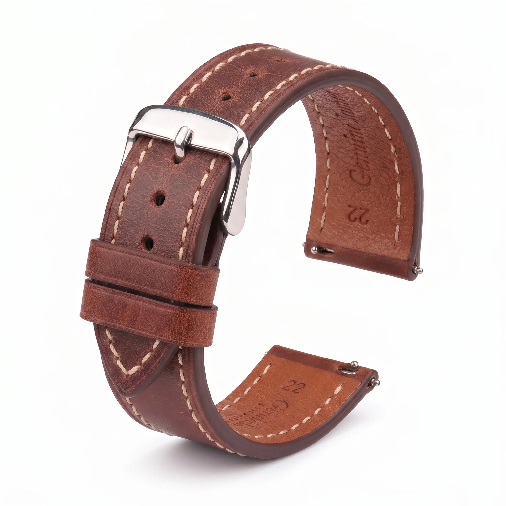 Image of Vintage Öl-Wachs-Lederarmband 18 20 22 24mm Schnellverschluss Uhrenarmband Weiches Vollnarbenleder Armband Correa für Herren und Damen