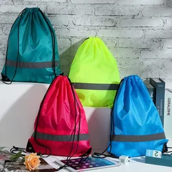 Mochila reflexiva portátil com cordão, 43x34cm, academia ao ar livre, natação, esporte, bolsa de viagem, à prova d'água, bolso de praia para homens e mulheres