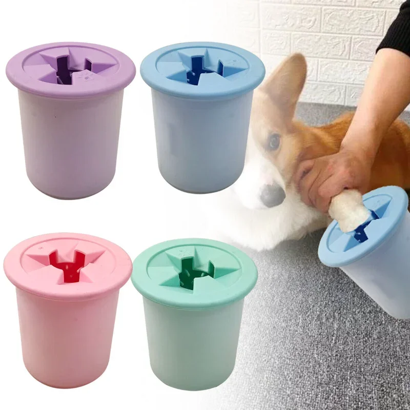 Portable Dog Cat Paw Cleaner Cup Portable Pet Foot Washer Puppy Kitten Dirty Paw Cleaning Cup Soft Silicone Foot Wash Tool