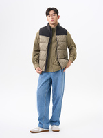 Chericom Men's New Lightweight Duck Padding Down Heated Coats Winter Stand Collar Puffer Jacket Print Colorblock Design Y309952N
