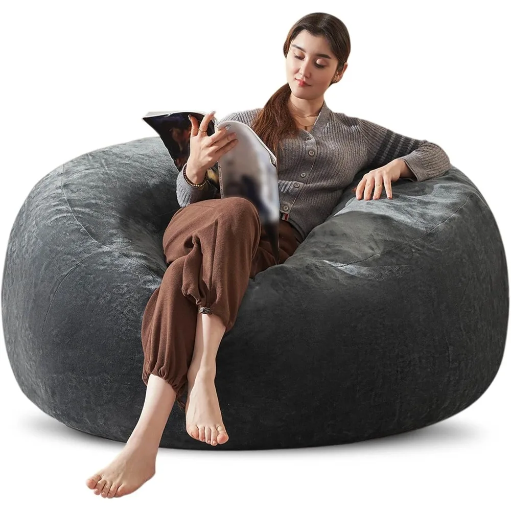 

Bean Bag Chair 4Ft, Memory Foam Filled - Large Round Sofa with Removable Flannel Cover for Living Room, Bedroom & Dorm