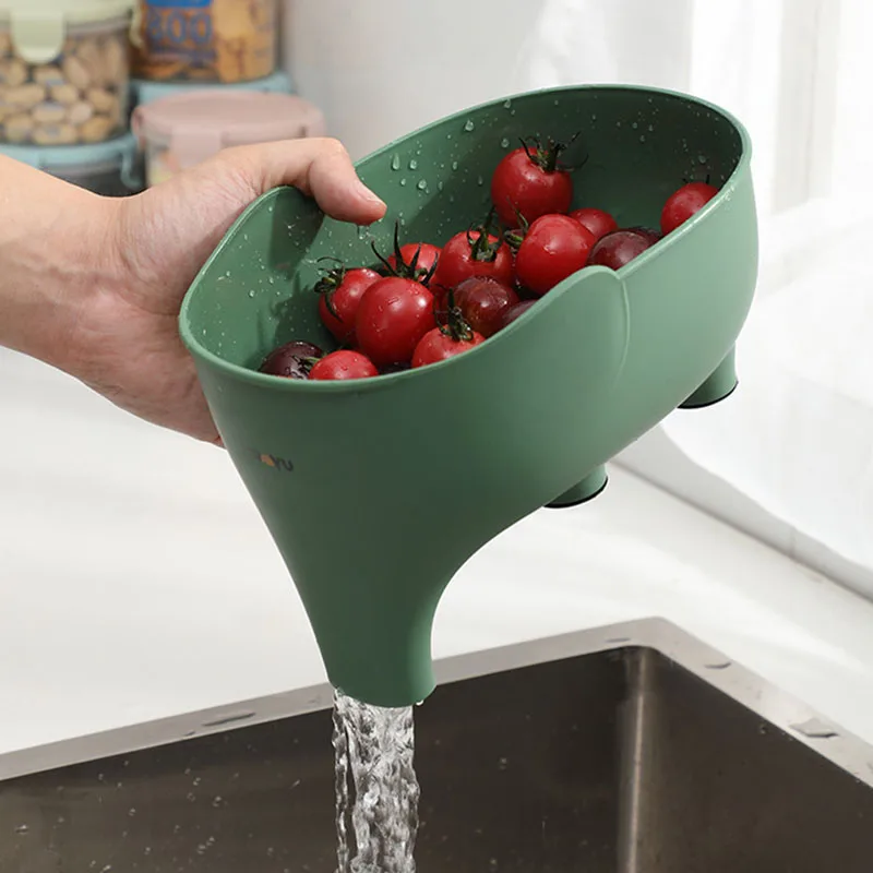 Elephant Shaped Multifunctional Kitchen Drain Basket - Durably Designed for Vegetable and Fruit Washing, Drain, and Storage