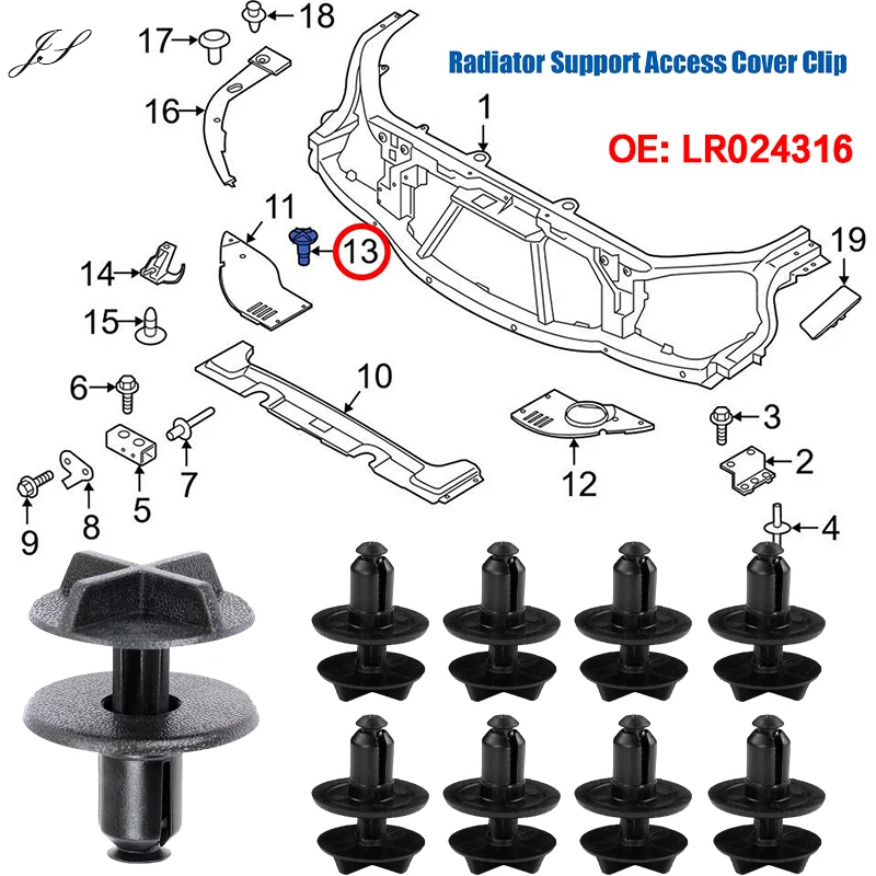 

10 шт. винт поворотного зажима автомобильный винт поворот для Jaguar стопорный зажим Xj Xf для Land Rover Range Rover Discovery Sport Evoque LR024316