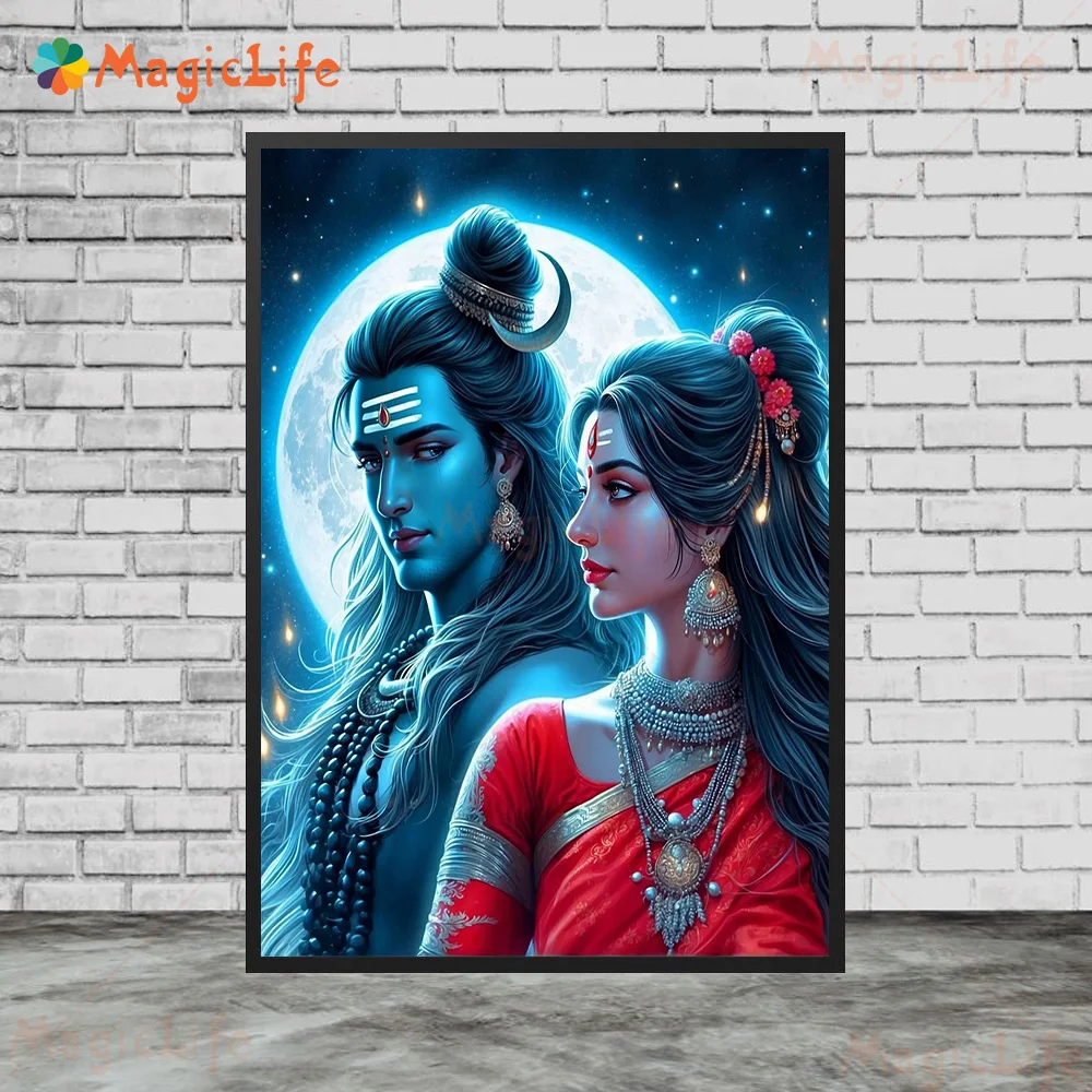 Indian Religion Lord Shiva Parvati Hinduism Posters Wall Pictures For Living Room Poster Wall Art Canvas Painting Unframed